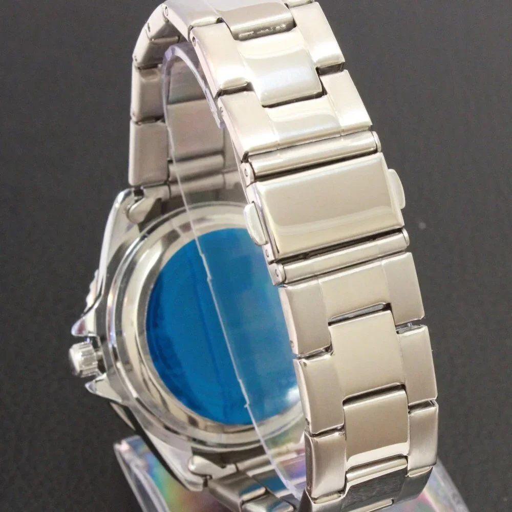 Men's Diver Style Watch Blue Uni-directional Bezel Stainless Bracelet 40mm